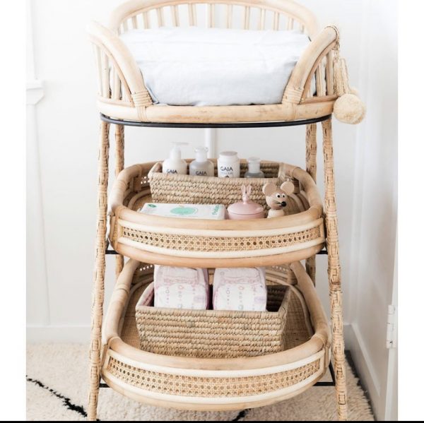 Rattan Changing Table With Steel Legs