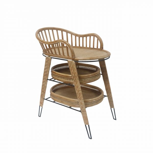 Rattan Changing Table With Steel Legs