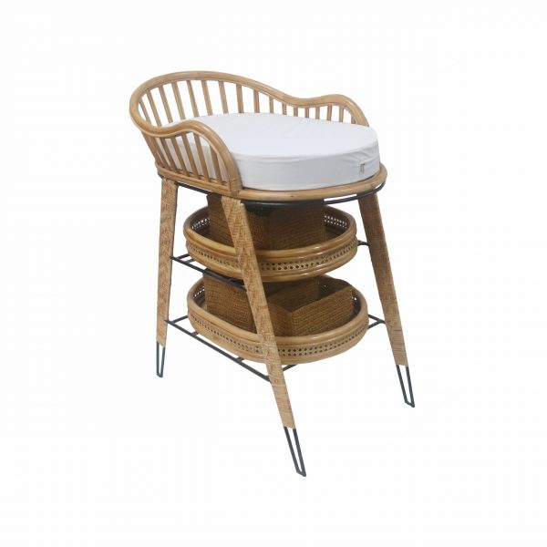 Rattan Changing Table With Steel Legs