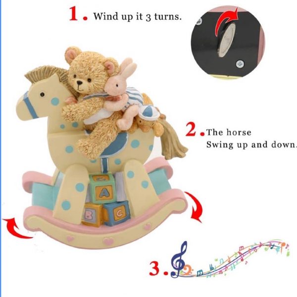 Rocking Horse with Teddy Bear and Rabbit